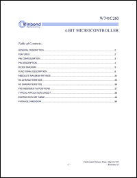 W741C260 datasheet: 4-bit microcontroller W741C260