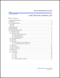 W921C842 datasheet: 4-bit microcontroller W921C842