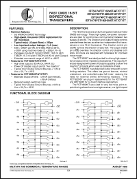 IDT74FCT166245ETE datasheet: Fast CMOS 16-bit bidirectional transceiver IDT74FCT166245ETE