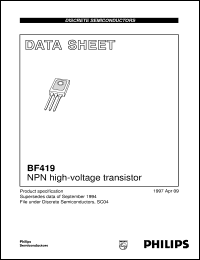 BF419 datasheet: NPN high-voltage transistor BF419
