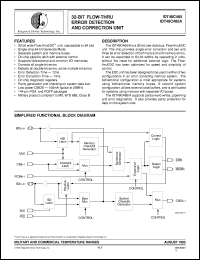 IDT49C465APQF datasheet: 32-bit flow-thru error detection and correction unit IDT49C465APQF