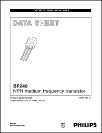 BF240 datasheet: NPN medium frequency transistor BF240