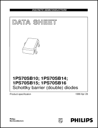 1PS70SB16 datasheet: Schottky barrier (double) diodes 1PS70SB16