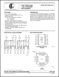 IDT74FCT139ATQB datasheet: Fast smos dual 1-of-4 decoder with enable IDT74FCT139ATQB