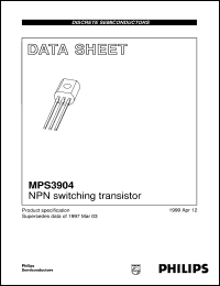 MPS3904 datasheet: NPN switching transistor MPS3904
