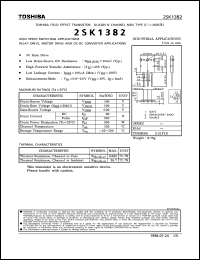 2SK1382 datasheet: Silicon N channel field effect transistor for high speed switching applications, relay drive and motor drive applications, DC-DC converter applications 2SK1382