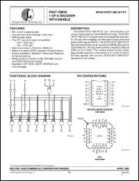 IDT74FCT138TQB datasheet: Fast CMOS 1-of-8 decoder with enable IDT74FCT138TQB