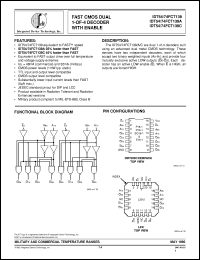 IDT74FCT139AEB datasheet: Fast CMOS dual 1-of-8 decoder with enable IDT74FCT139AEB