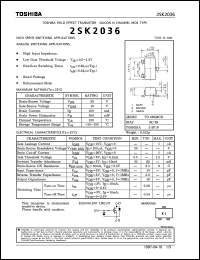 2SK2036 datasheet: Silicon N channel field effect transistor for high speed switching applications and analog switch applications 2SK2036