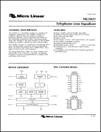 ML2021IP datasheet: Telephone line equalizer ML2021IP