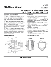 ML2261BCP datasheet: MuP compatible high speed 8-bit A/D converter with T/H (S/H) ML2261BCP