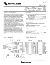 ML2264CCS datasheet: 4 channel high speed 8-bit A/D converter with T/H (S/H) ML2264CCS