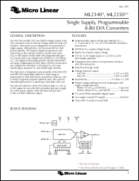 ML2340CCS/5 datasheet: Single supply, programmable, D/A converter ML2340CCS/5