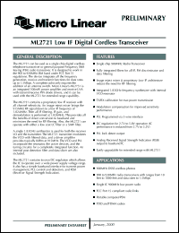 ML2721DH datasheet: Low IF digital cordless transceiver ML2721DH