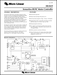 ML4425IH datasheet: Sensorless BLDC motor controller ML4425IH