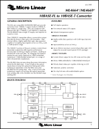 ML4664CQ datasheet: 10BASE-FL to 10BASE-T converter ML4664CQ