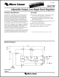 ML4790CS datasheet: Adjustable output, low ripple boost regulator ML4790CS