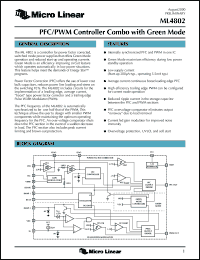 ML4802CP datasheet: PFC/PWM controller combo with green mode ML4802CP