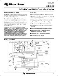 ML4803CP-1 datasheet: 8-pin PFC and PWM controller combo ML4803CP-1
