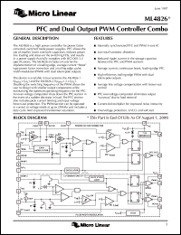 ML4826CP-2 datasheet: PFC and dual output PWM controller combo ML4826CP-2