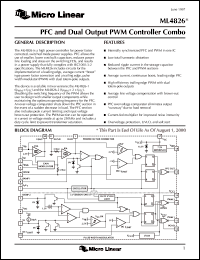 ML4826IS-1 datasheet: PFC and dual output PWM controller combo ML4826IS-1