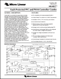 ML4827CP-1 datasheet: Fault-protected PFC and PWM controller combo ML4827CP-1