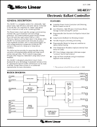 ML4831CP datasheet: Electronic ballast controller ML4831CP