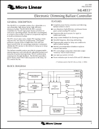 ML4833CS datasheet: Electronic dimming ballast controller ML4833CS
