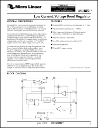 ML4851ES-3 datasheet: Low current, voltage boost regulator ML4851ES-3
