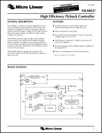 ML4863CS datasheet: High efficiency flyback controller ML4863CS