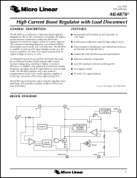 ML4870ES-5 datasheet: High current boost regulator with load disconnect ML4870ES-5