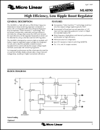 ML4890ES-5 datasheet: High efficiency low ripple boost regulator ML4890ES-5