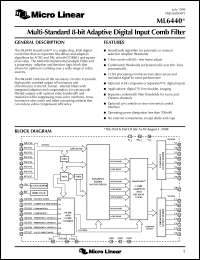 ML6440CH datasheet: Mmultistandard 8-bit adaptive digital input comb filter ML6440CH