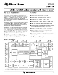 ML6460CS datasheet: CCIR656 NTSC video encoder with macrovision ML6460CS