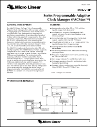 ML6510CQ-130 datasheet: Series programmable adaptive  clock manager ML6510CQ-130