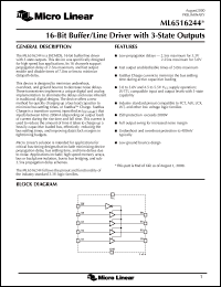 ML6516244CT datasheet: 16 bit buffer/line driver with 3 state outputs ML6516244CT