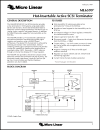 ML6599CS datasheet: Hot insertable active SCSI terminator ML6599CS