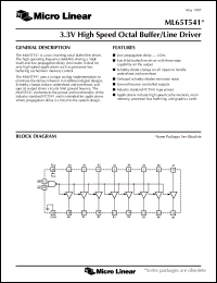 ML65T541CK datasheet: 3.3V high speed octal buffer/line driver ML65T541CK