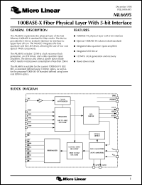 ML6695CQ datasheet: 100BASE-X fiber physical layer with 5-bit interface ML6695CQ