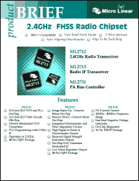 ML2712 datasheet: 2.4GHz radio transceiver ML2712