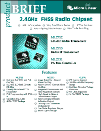 ML2713 datasheet: 2.4GHz radio IF transceiver ML2713