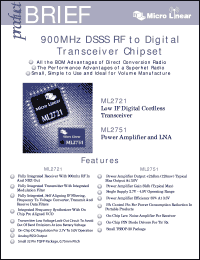 ML2751 datasheet: Power amplifier and LNA ML2751