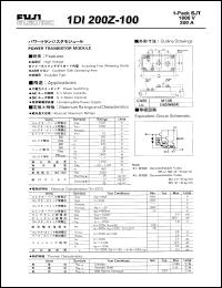 1DI200Z-100 datasheet: Power transistor module for power switching, AC and DC motor controls 1DI200Z-100