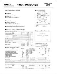 1MBI200F-120 datasheet: IGBT module for motor drive inverter, AC and DC servo drive amplifier applications 1MBI200F-120
