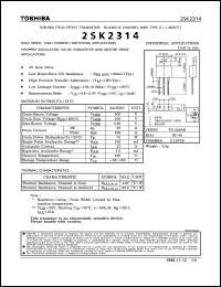 2SK2314 datasheet: Silicon N channel field effect transistor for high speed, high current switching applications, chopper regulator, DC-DC converter and motor drive applications 2SK2314