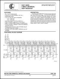 IDT74FCT299TQ datasheet: Fast CMOS 8-input universal shift register IDT74FCT299TQ