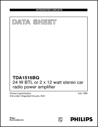 TDA1516BQ/N2/S10 datasheet: 24 W BTL or 2 x 12 watt stereo car radio power amplifier TDA1516BQ/N2/S10