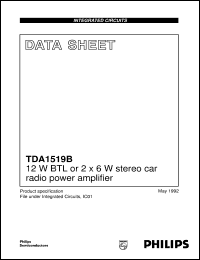 TDA1519B/N2 datasheet: 12 W BTL or 2 x 6 W stereo car radio power amplifier TDA1519B/N2