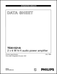 TDA1521A/N5 datasheet: 2 x 6 W hi-fi audio power amplifier TDA1521A/N5