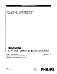 TDA1560Q/N4 datasheet: 40 W car radio high power amplifier TDA1560Q/N4